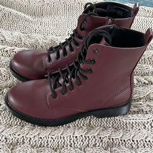 Burgundy Lace-up Boots